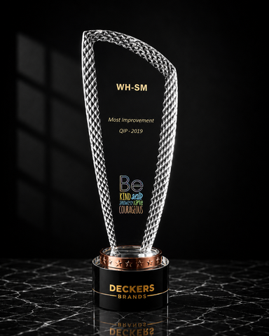 Curved Leaf Crystal Award - custom crystal awards with your logo